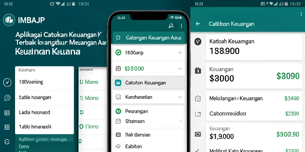 Tampilan antarmuka aplikasi IMBAJP untuk catatan keuangan.