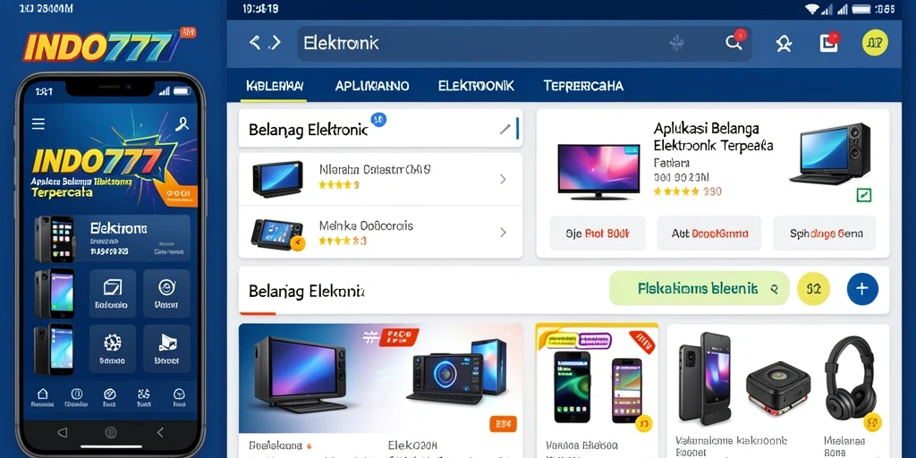 Tampilan antarmuka aplikasi INDO777 yang mudah digunakan untuk berbelanja Elektronik.