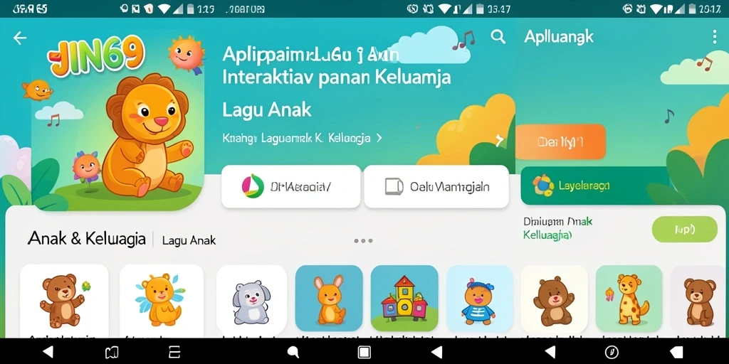 Antarmuka aplikasi JIN69 yang ceria dan interaktif.