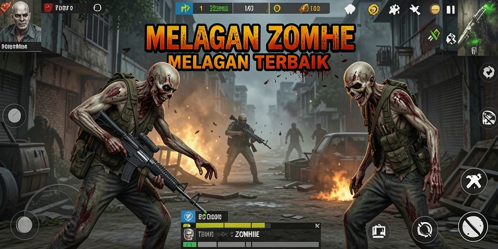 Antarmuka utama PP7 menampilkan aksi tembak zombie yang mendebarkan.
