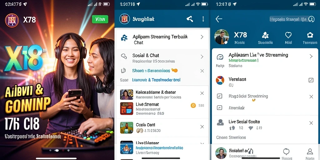 Screenshot utama X78 menunjukkan antarmuka interaktif Live Streaming.